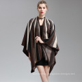 Cachemira para mujer Siéntase igual Fancy Stripe Impresión Cabo Stole Poncho chal (SP291)